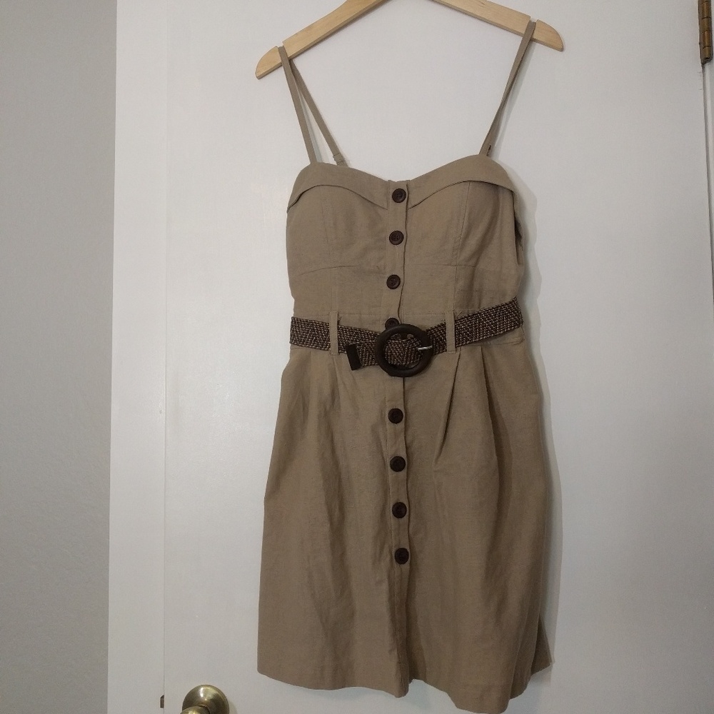 Tan button up spagetti strap sundress